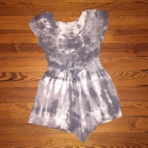 Gray Tie-Dye Soft & Sexy Cutout Romper